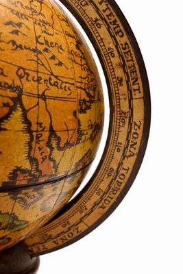 Vintage Italian Decorative Desktop Globe with Fiammato Wood Base, 1970s — view 4