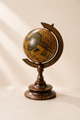 Vintage Italian Decorative Desktop Globe with Fiammato Wood Base, 1970s — view 2