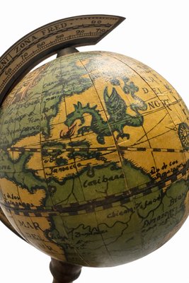 Vintage Italian Decorative Desktop Globe with Fiammato Wood Base, 1970s — view 3