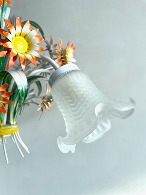 38灯 oldsea Vintage flower white Vintage European Floral Tole Chandelier with Frosted Glass Tulip