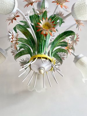 38灯 oldsea Vintage flower white Vintage European Floral Tole Chandelier with Frosted Glass Tulip