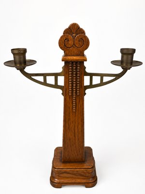 Amsterdam School · Oak and Brass Candlesticks — view 8