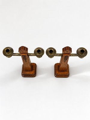 Amsterdam School · Oak and Brass Candlesticks — view 6