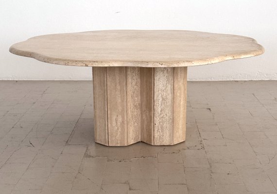 Italian Travertine Table イタリア ビンテージ テーブル Hand-Crafted Travertine Coffee Table, Italy, 1970s for sale at Pamono