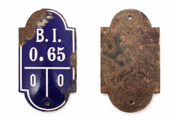 Vintage Belgian Industrial Enameled Metal Signs, 1940s, Set of 3 — view 3