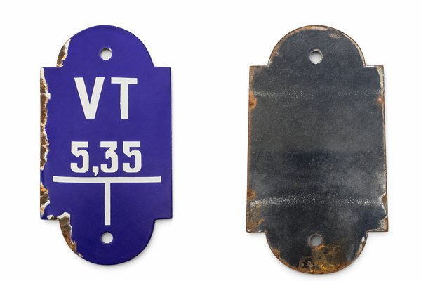Vintage Belgian Industrial Enameled Metal Signs, 1940s, Set of 3 — view 4