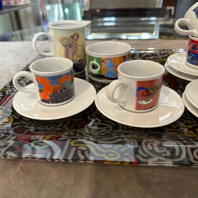 Modern Cafè des Arts Coffee Service and Serving Tray from Lavazza, 1990s, Set of 9 for sale at Pamono
