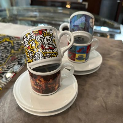Modern Cafè des Arts Coffee Service and Serving Tray from Lavazza, 1990s, Set of 9