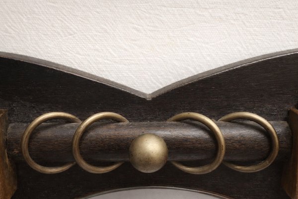 Art Deco Amsterdam School Oak Hallway Mirror with Integrated Brushes, 1920s, Set of 3 — view 4