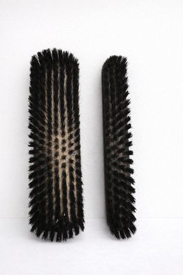 Art Deco Amsterdam School Oak Hallway Mirror with Integrated Brushes, 1920s, Set of 3 — view 8