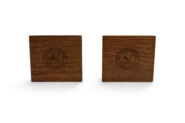 Art Deco Oak Candlesticks with Original Brass Inserts by Meubelfabriek Oisterwijk, 1930s, Set of 2 — view 7