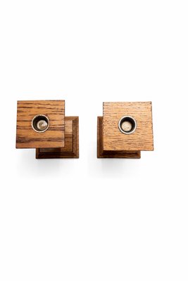 Art Deco Oak Candlesticks with Original Brass Inserts by Meubelfabriek Oisterwijk, 1930s, Set of 2 — view 4