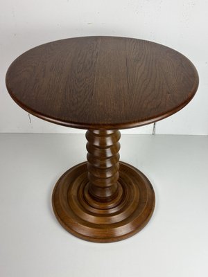 Mid-Century Brutalist French Wood Turned Winepress Side Table in