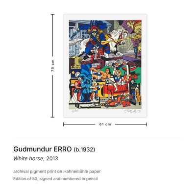 Gudmundur Erro, White Horse, 2013, Archival Pigment Print for sale