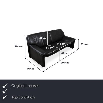 Atlanta 3-Seater Sofa in Black Leather from Laauser for sale at Pamono