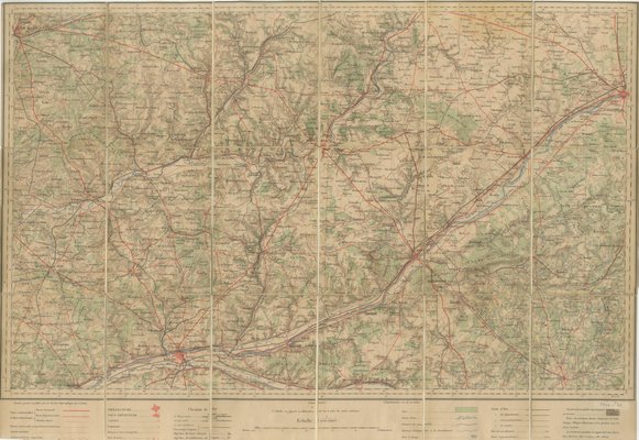Antique French Folding Map of Tours by Le Mans & Chartres, 1902