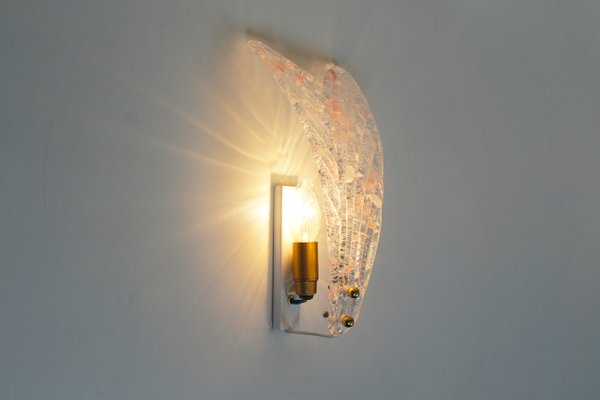 Italian Foglio Wall Lamps in Murano Glass, 1980s, Set of 2 for