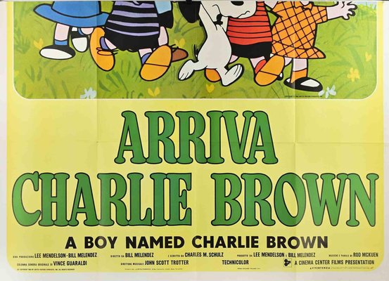 70s ピーナッツ　ポスター　チャーリーブラウン Vintage Italian Arriva Charlie Brown Poster, 1960s, Paper, Folded