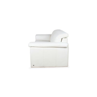 ROLF BENZ ホワイトオットマン 4000 Two-Seater Leather Sofa in Cream White from Rolf Benz, Set of