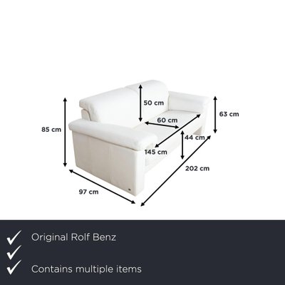 4000 Two-Seater Leather Sofa in Cream White from Rolf Benz, Set of