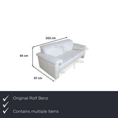 4000 Two-Seater Leather Sofa in Cream White from Rolf Benz, Set of