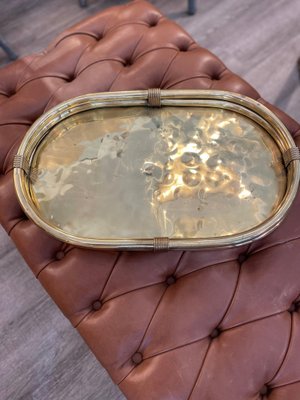 Großes ovales Tablett aus Messing, 1970er bei Pamono kaufen