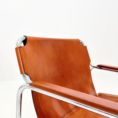 Mid-Century Modern Italian Leather and Chrome Lounge Chairs Jox