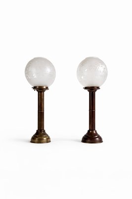 Art Deco Brass and Glass Nautical Candleholder Lamps by DHR Den Haan Rotterdam, 1920s, Set of 2 — view 1