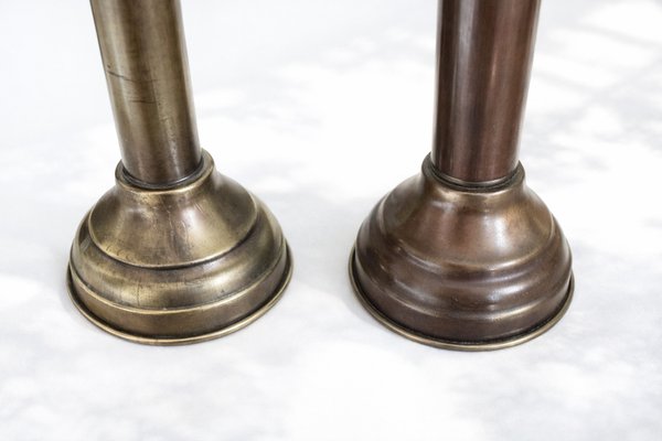 Art Deco Brass and Glass Nautical Candleholder Lamps by DHR Den Haan Rotterdam, 1920s, Set of 2 — view 8