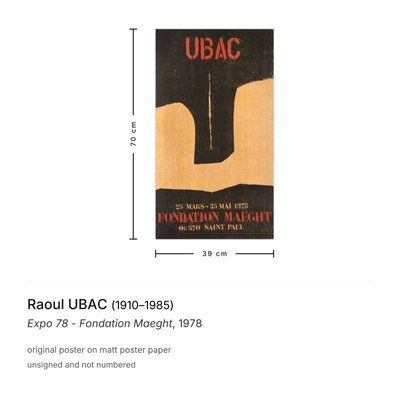 Expo 78 Maeght Foundation Poster from Raoul Ubac, 1978 for sale at
