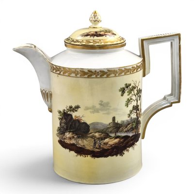Thüringen Kaffeekanne aus Porzellan mit Landschaften von Limbach, 1780er