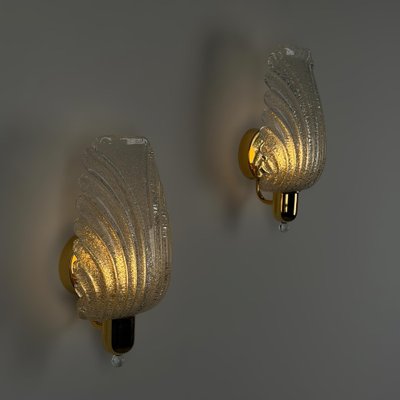 Large Vintage Wing Wall Sconces from Barovier & Toso, Italy, 1980s