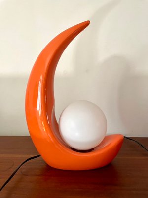 Coral Ceramic Lamps with White Globes by Luigi Ferro, Italy, 1970