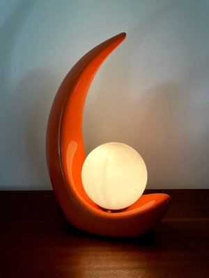 Coral Ceramic Lamps with White Globes by Luigi Ferro, Italy, 1970