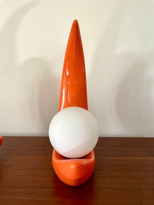 Coral Ceramic Lamps with White Globes by Luigi Ferro, Italy, 1970
