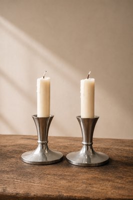 Model 2729 Pewter Candlesticks by Just Andersen, Denmark, 1940s, Set of 2 — view 2