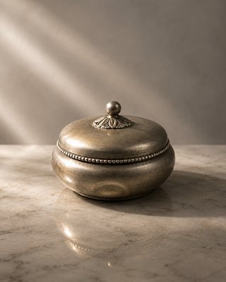 Art Deco MT Metal Alloy Circular Box by Just Andersen for Gab, 1930s — view 2