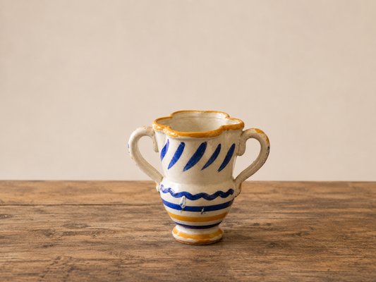 Antique Southern Italian Glazed Majolica Bi-Handled Jug, 1890s — view 2