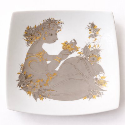 Square Porcelain Plate by Bjørn Wiinblad for Rosenthal, 1960s — view 1