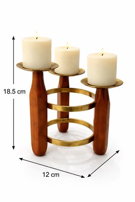 Runder skandinavischer Mid-Century Modern Teak und Messing Kerzenhalter, 1960