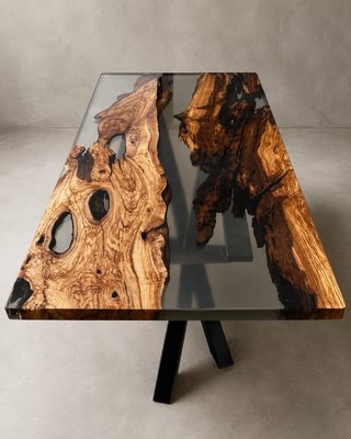 Resin and Lecce Olive Wood Table by Andrea Toffanin for Hood for