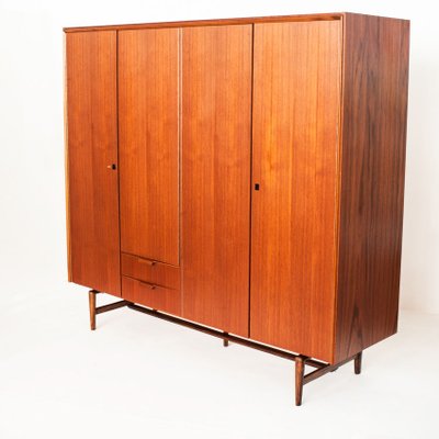Mid-Century Scandinavian Four-Door Wardrobe in Teak, France, 1960s