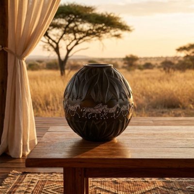 Tanzania Zebra Vase by Marie Claude Lalique, 1991 for sale at Pamono