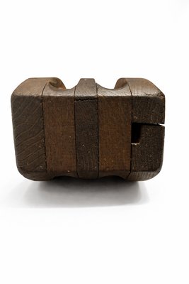 Industrial Ash and Iron Double Pulley Block Maritime Sculpture, 1930s — view 7