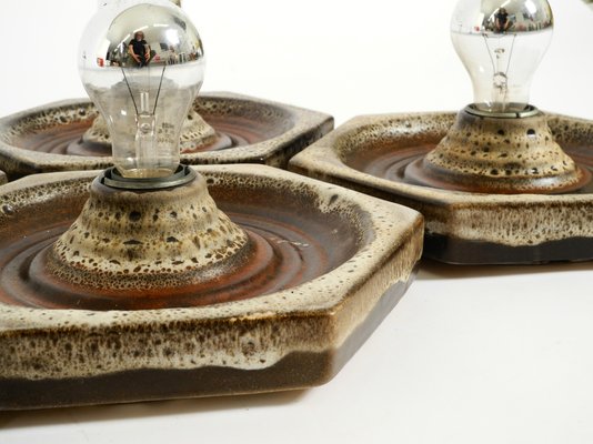 Hexagonal Fat Lava Ceramic Wall Lamps from Hustadt Leuchten