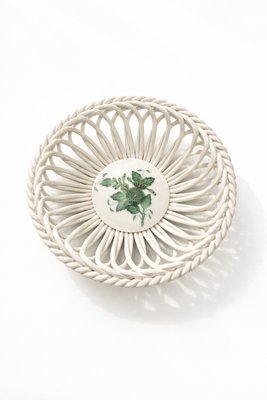 Vintage Handpainted Apponyi Green 7373 Openwork Porcelain Basket from Herend, Hungary, 1970s — view 1