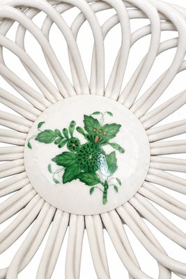 Vintage Handpainted Apponyi Green 7373 Openwork Porcelain Basket from Herend, Hungary, 1970s — view 6