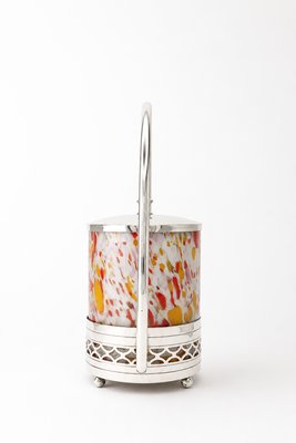 Art Deco Mottled Spatter Glass and Silver-Plated Covered Jar, Belgium, 1930s — view 4