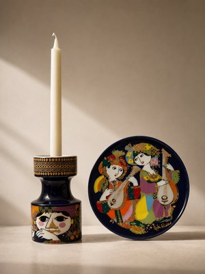 Vintage Polychrome and Porcelain Set by Bjørn Wiinblad for Rosenthal, 1970s, Set of 2 — view 2