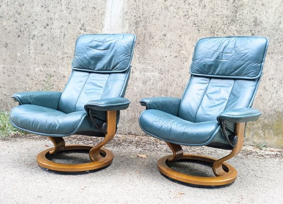 Stressless Leather Armchairs by Ekornes, Norway, 1980, Set of 2